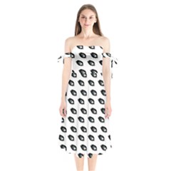 Eyes White Shoulder Tie Bardot Midi Dress by snowwhitegirl