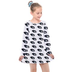 Eyes White Kids  Long Sleeve Dress by snowwhitegirl