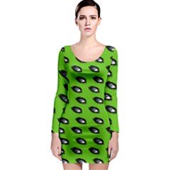 Eyes Green Long Sleeve Bodycon Dress