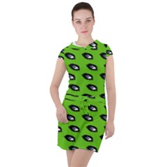 Eyes Green Drawstring Hooded Dress