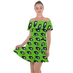 Eyes Green Off Shoulder Velour Dress