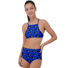 Eyes Blue High Waist Tankini Set