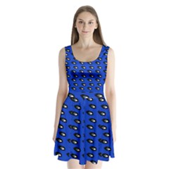 Eyes Blue Split Back Mini Dress 