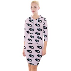 Eyes Pink Quarter Sleeve Hood Bodycon Dress