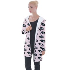 Eyes Pink Longline Hooded Cardigan