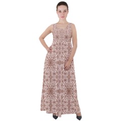 Ornamental Brown Empire Waist Velour Maxi Dress