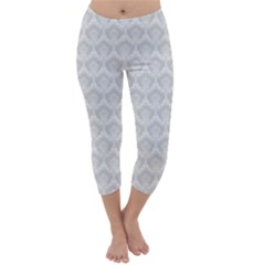 Damask Grey Capri Winter Leggings  by snowwhitegirl