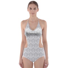 Damask Grey Cut-out One Piece Swimsuit by snowwhitegirl