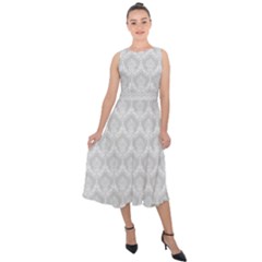 Damask Grey Midi Tie-back Chiffon Dress by snowwhitegirl