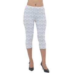 Damask Grey Lightweight Velour Capri Leggings  by snowwhitegirl