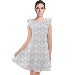 Damask Grey Tie Up Tunic Dress