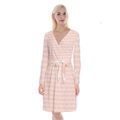 Damask Peach Long Sleeve Velvet Front Wrap Dress by snowwhitegirl