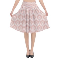 Damask Peach Flared Midi Skirt by snowwhitegirl