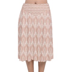 Damask Peach Velvet Flared Midi Skirt by snowwhitegirl