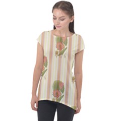 Lotus Flower Waterlily Wallpaper Cap Sleeve High Low Top