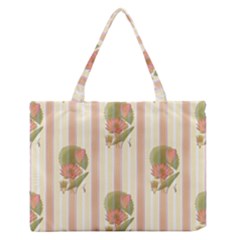 Lotus Flower Waterlily Wallpaper Zipper Medium Tote Bag by Mariart