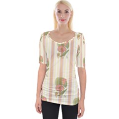 Lotus Flower Waterlily Wallpaper Wide Neckline Tee