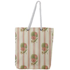 Lotus Flower Waterlily Wallpaper Full Print Rope Handle Tote (large) by Mariart