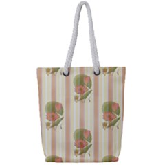 Lotus Flower Waterlily Wallpaper Full Print Rope Handle Tote (small) by Mariart