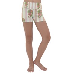 Lotus Flower Waterlily Wallpaper Kids  Lightweight Velour Yoga Shorts