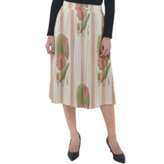 Lotus Flower Waterlily Wallpaper Classic Velour Midi Skirt 