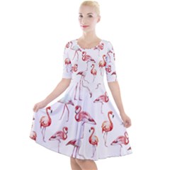 Pink flamingos Quarter Sleeve A-Line Dress