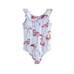 Pink flamingos Kids  Frill Swimsuit