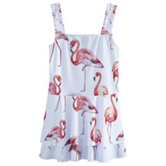 Pink flamingos Kids  Layered Skirt Swimsuit