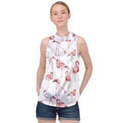 Pink flamingos High Neck Satin Top