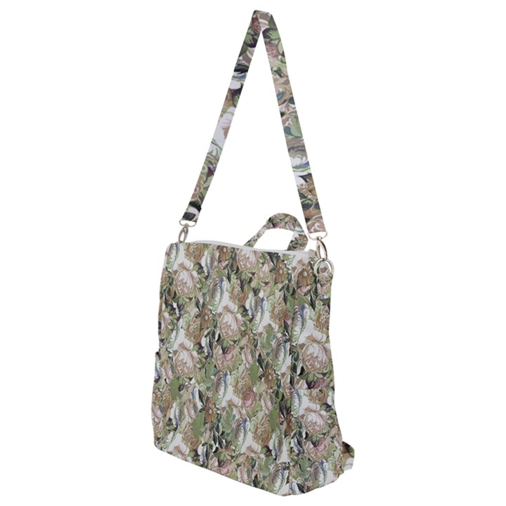 Romantic Beige Flowers Crossbody Backpack