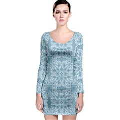 Ornamental Blue Long Sleeve Bodycon Dress by snowwhitegirl