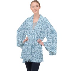 Ornamental Blue Velvet Kimono Robe