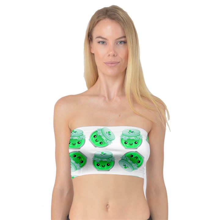 Kawaii Lime Jam Jar Pattern Bandeau Top