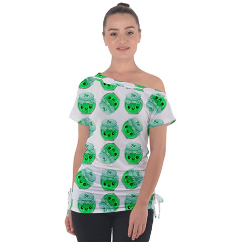 Kawaii Lime Jam Jar Pattern Tie-up Tee by snowwhitegirl