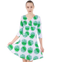 Kawaii Lime Jam Jar Pattern Quarter Sleeve Front Wrap Dress by snowwhitegirl