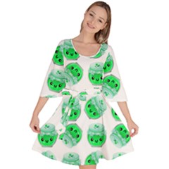 Kawaii Lime Jam Jar Pattern Velour Kimono Dress by snowwhitegirl