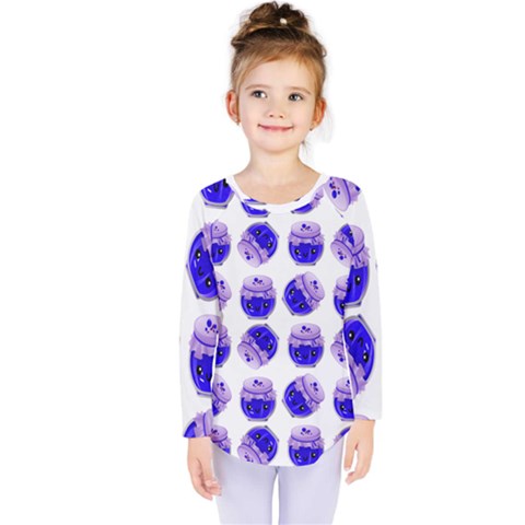 Kawaii Blueberry Jam Jar Pattern Kids  Long Sleeve Tee by snowwhitegirl