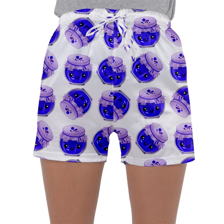 Kawaii Blueberry Jam Jar Pattern Sleepwear Shorts