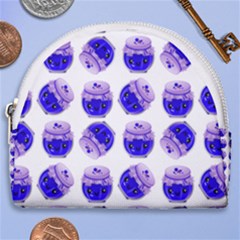 Kawaii Blueberry Jam Jar Pattern Horseshoe Style Canvas Pouch by snowwhitegirl