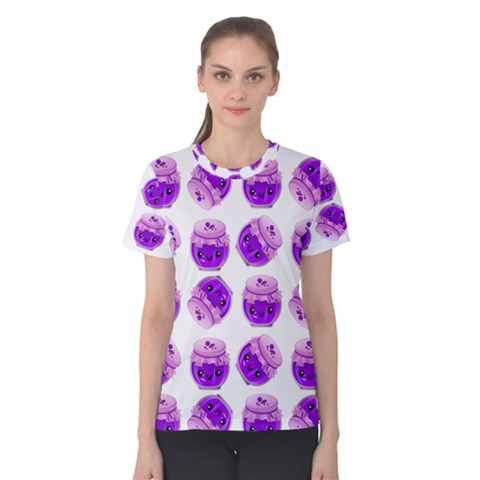 Kawaii Grape Jam Jar Pattern Women s Cotton Tee by snowwhitegirl