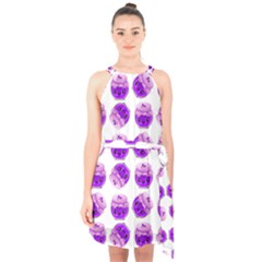 Kawaii Grape Jam Jar Pattern Halter Collar Waist Tie Chiffon Dress by snowwhitegirl