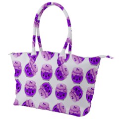 Kawaii Grape Jam Jar Pattern Canvas Shoulder Bag by snowwhitegirl