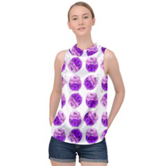 Kawaii Grape Jam Jar Pattern High Neck Satin Top by snowwhitegirl