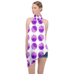 Kawaii Grape Jam Jar Pattern Halter Asymmetric Satin Top by snowwhitegirl