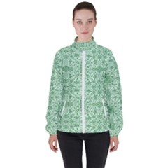 Ornamental Green High Neck Windbreaker (women)