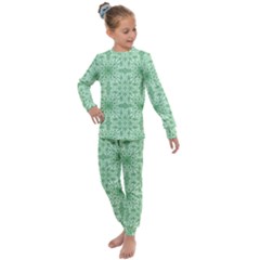 Ornamental Green Kids  Long Sleeve Set 