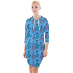 Pears Aqua Quarter Sleeve Hood Bodycon Dress