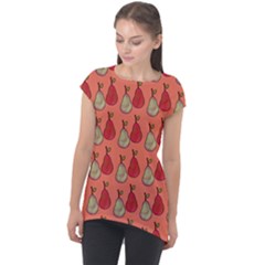 Pears Red Cap Sleeve High Low Top