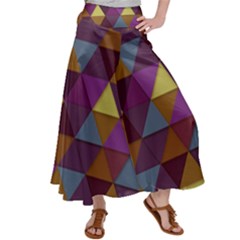 Fall Geometric Pattern Satin Palazzo Pants