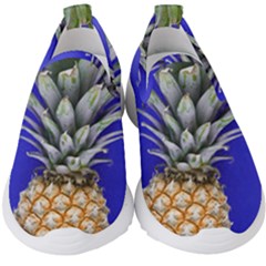 Pineapple Blue Kids  Slip On Sneakers by snowwhitegirl